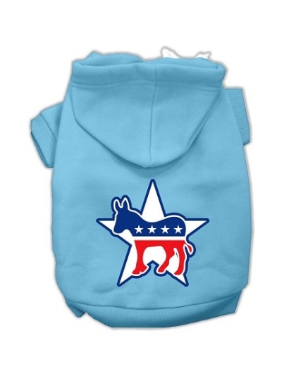 Democrat Screen Print Pet Hoodies Baby Blue Size Lg