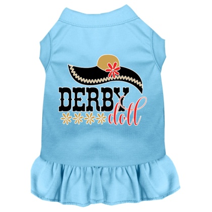 Derby Doll Screen Print Dog Dress Baby Blue 4X (22)