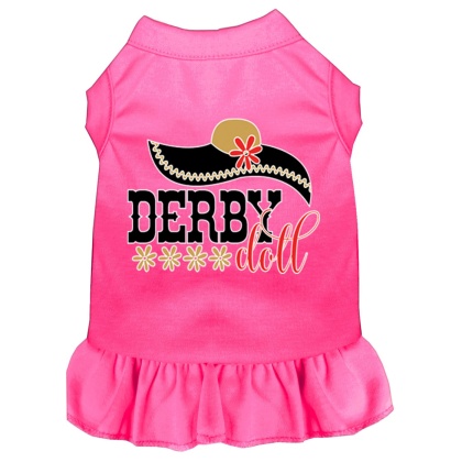 Derby Doll Screen Print Dog Dress Bright Pink 4X (22)