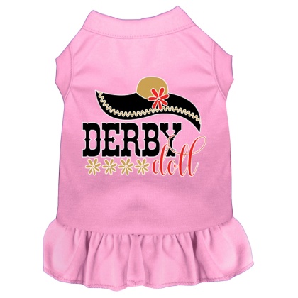 Derby Doll Screen Print Dog Dress Light Pink 4X (22)
