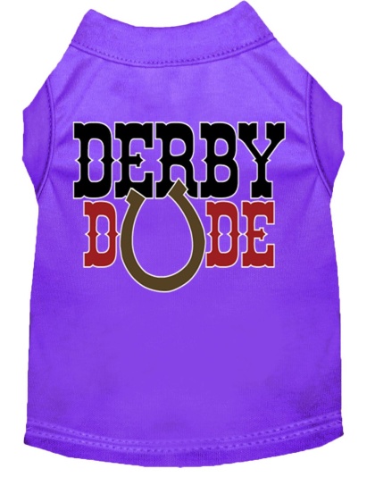 Derby Dude Screen Print Dog Shirt Purple Lg