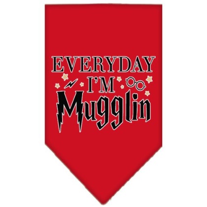 Everyday I'm Mugglin Screen Print Bandana Red Large