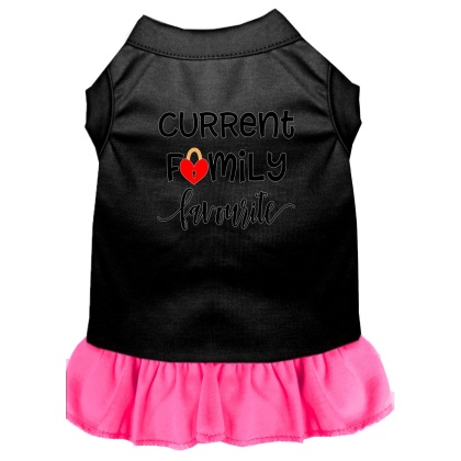 Family Favorite Screen Print Dog Dress Black with Bright Pink Lg
