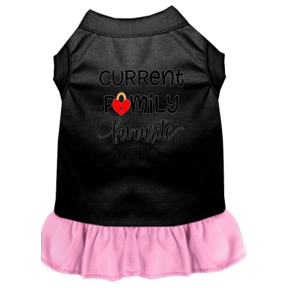 Family Favorite Screen Print Dog Dress Black with Light Pink Lg