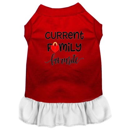 Family Favorite Screen Print Dog Dress Red with White Lg