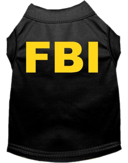 FBI Costume Screen Print Dog Shirt Black Size XS