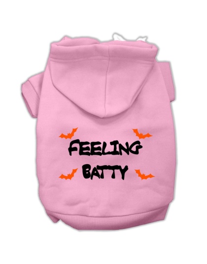 Feeling Batty Screen Print Pet Hoodies Light Pink Size Lg