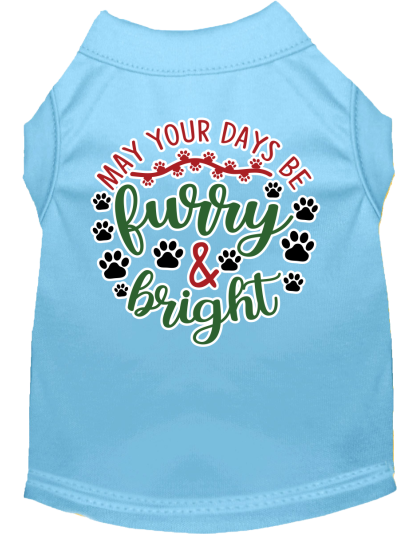 Furry and Bright Screen Print Dog Shirt Baby Blue Size XS