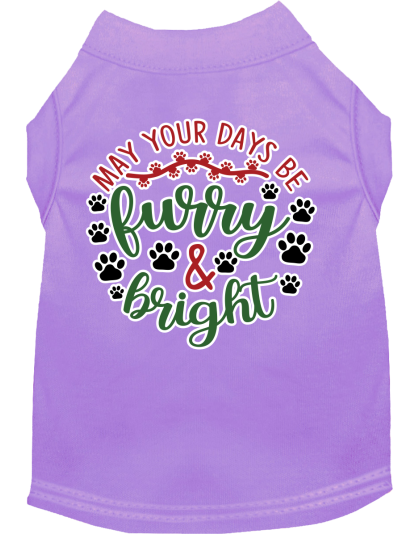 Furry and Bright Screen Print Dog Shirt Lavender Size XS