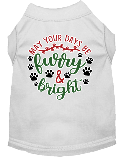Furry and Bright Screen Print Dog Shirt White Size XS