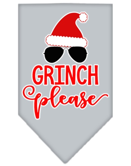 Grinch Please Screen Print Bandana Grey Large