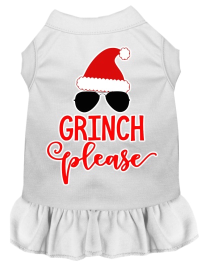 Grinch Please Screen Print Dog Dress White 4X (22)