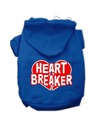 Heart Breaker Screen Print Pet Hoodies Blue Size Lg