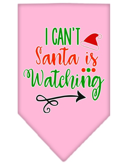 I Can't, Santa is Watching Screen Print Bandana Light Pink Large
