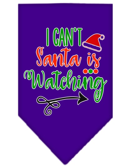 I Can't, Santa is Watching Screen Print Bandana Purple Large