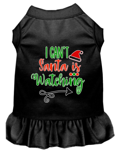 I Can't, Santa is Watching Screen Print Dog Dress Black 4X