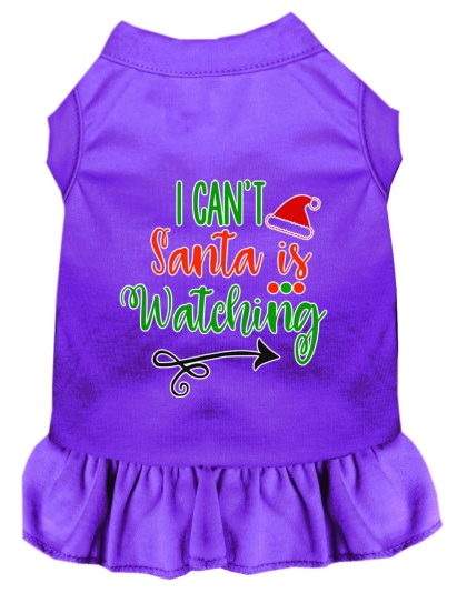 I Can't, Santa is Watching Screen Print Dog Dress Purple 4X