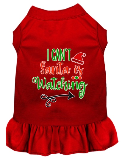 I Can't, Santa is Watching Screen Print Dog Dress Red 4X