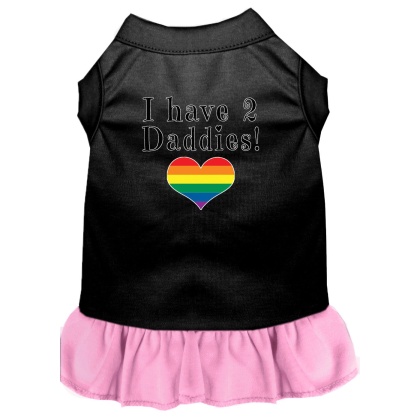I have 2 Daddies Screen Print Dog Dress Black with Light Pink Lg