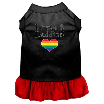 I have 2 Daddies Screen Print Dog Dress Black with Red Lg