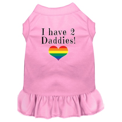 I have 2 Daddies Screen Print Dog Dress Light Pink 4X