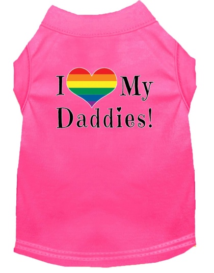 I heart my Daddies Screen Print Dog Shirt Bright Pink Lg