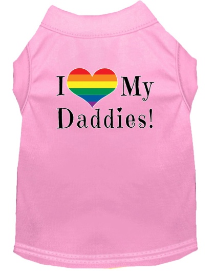 I heart my Daddies Screen Print Dog Shirt Light Pink Lg