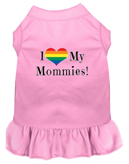 I Heart my Mommies Screen Print Dog Dress Light Pink 4X