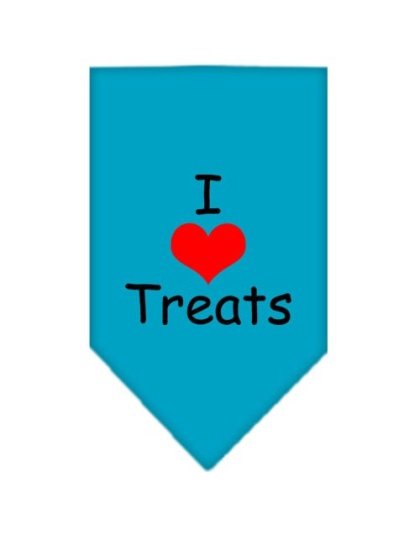 I Heart Treats Screen Print Bandana Turquoise Large
