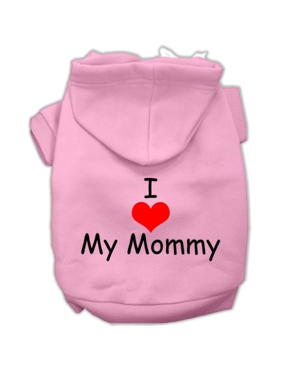 I Love My Mommy Screen Print Pet Hoodies Pink Size Lg