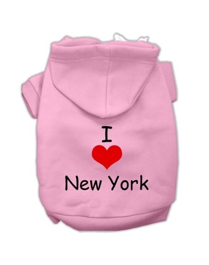 I Love New York Screen Print Pet Hoodies Pink Size Lg