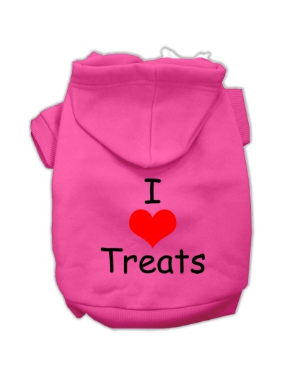 I Love Treats Screen Print Pet Hoodies Bright Pink Size Lg