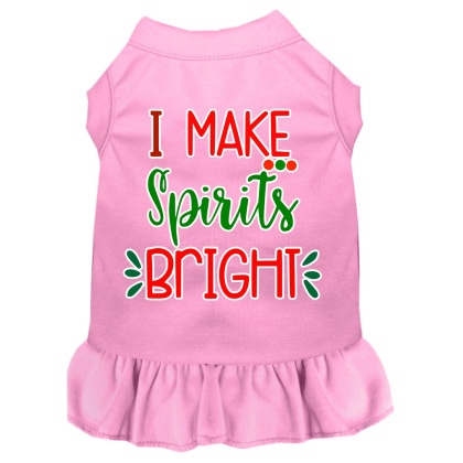 I Make Spirits Bright Screen Print Dog Dress Light Pink 4X