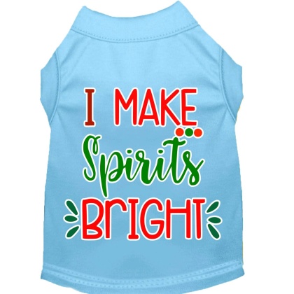 I Make Spirits Bright Screen Print Dog Shirt Baby Blue Lg