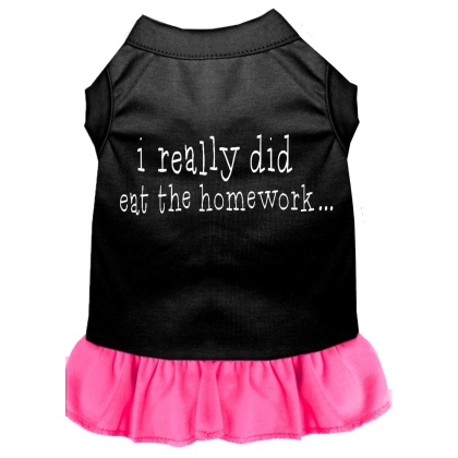 I really did eat the Homework Screen Print Dress Black with Bright Pink Lg