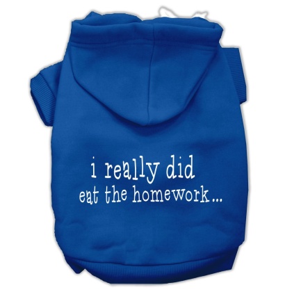 I really did eat the Homework Screen Print Pet Hoodies Blue Size L