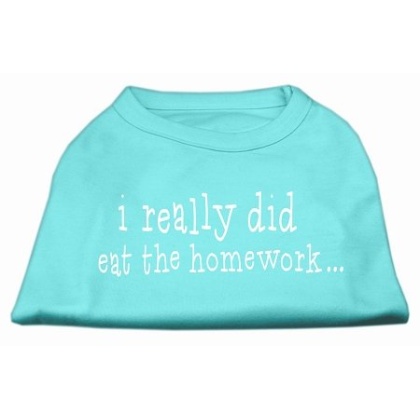 I really did eat the Homework Screen Print Shirt Aqua L
