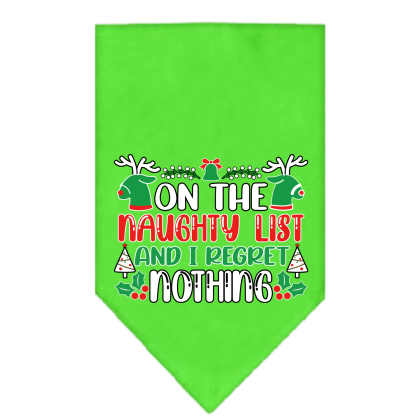 I Regret Nothing Screen Print Bandana Lime Green Size Small