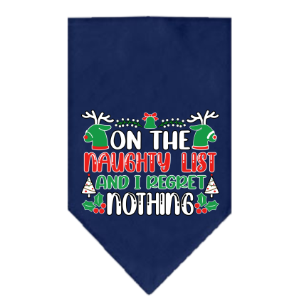 I Regret Nothing Screen Print Bandana Navy Blue Size Small