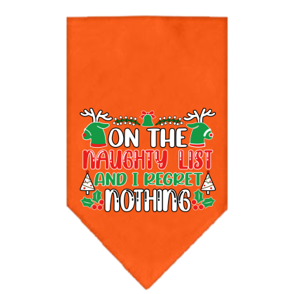 I Regret Nothing Screen Print Bandana Orange Size Small