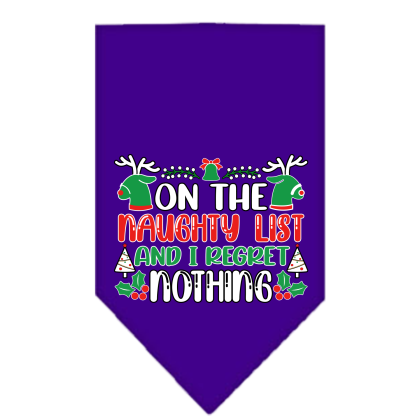 I Regret Nothing Screen Print Bandana Purple Size Small