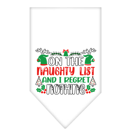 I Regret Nothing Screen Print Bandana White Size Small