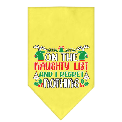 I Regret Nothing Screen Print Bandana Yellow Size Small