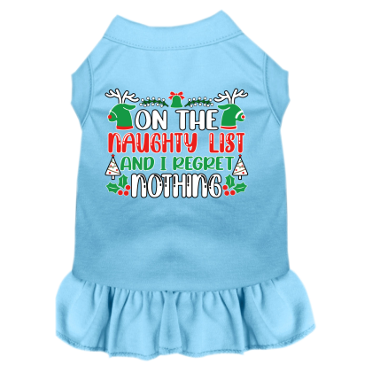I Regret Nothing Screen Print Dog Dress Baby Blue Size XS