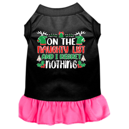 I Regret Nothing Screen Print Dog Dress Black with Bright Pink Size XS