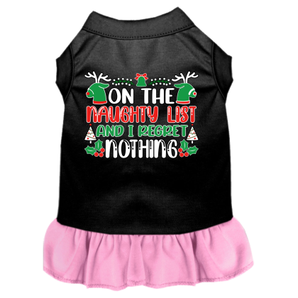 I Regret Nothing Screen Print Dog Dress Black with Light Pink Size XS