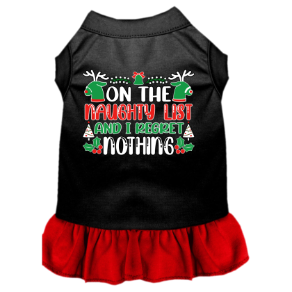 I Regret Nothing Screen Print Dog Dress Black with Red Size XS