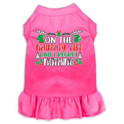 I Regret Nothing Screen Print Dog Dress Bright Pink Size XS