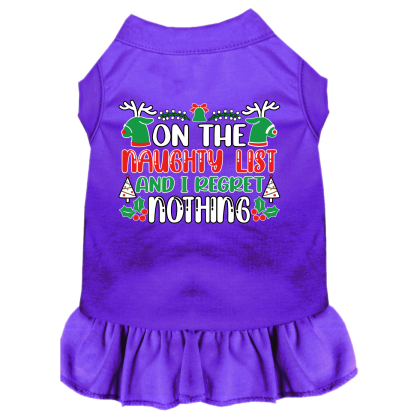 I Regret Nothing Screen Print Dog Dress Purple Size XS