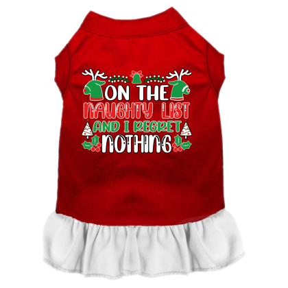 I Regret Nothing Screen Print Dog Dress Red with White Size XS